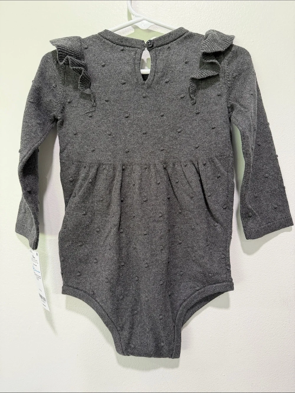 Baby Girls' Charcoal Knit Ruffle One-Piece